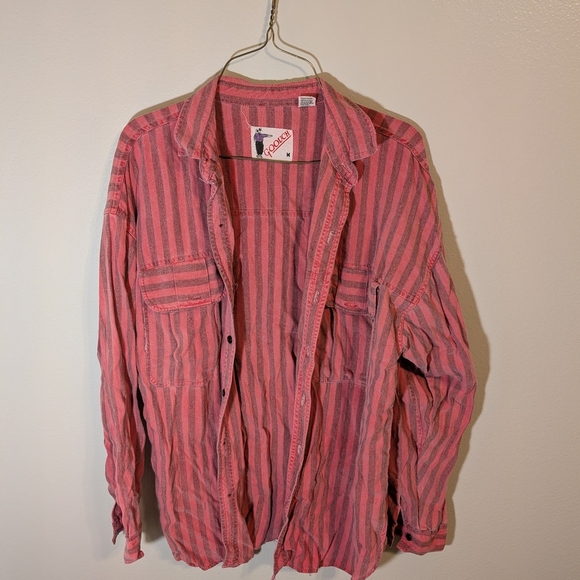 Coral Men's Striped Casual Button Down Shirt - Picture 1 of 7